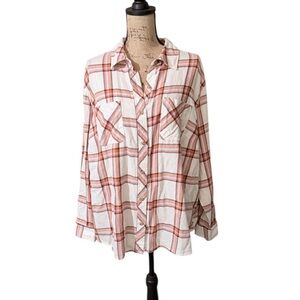 a.n.a Women's Plaid Button Down Shirt